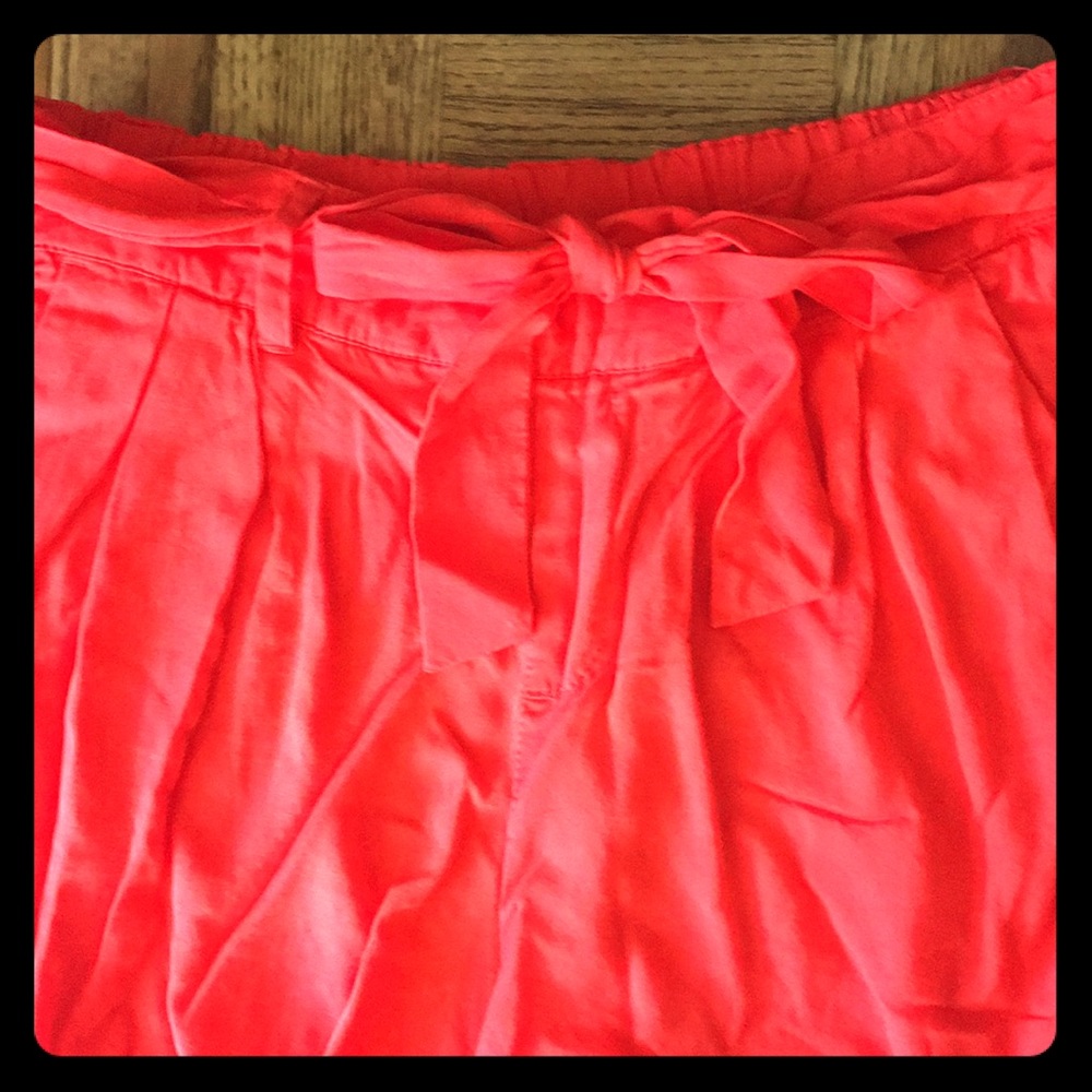 High waisted coral shorts